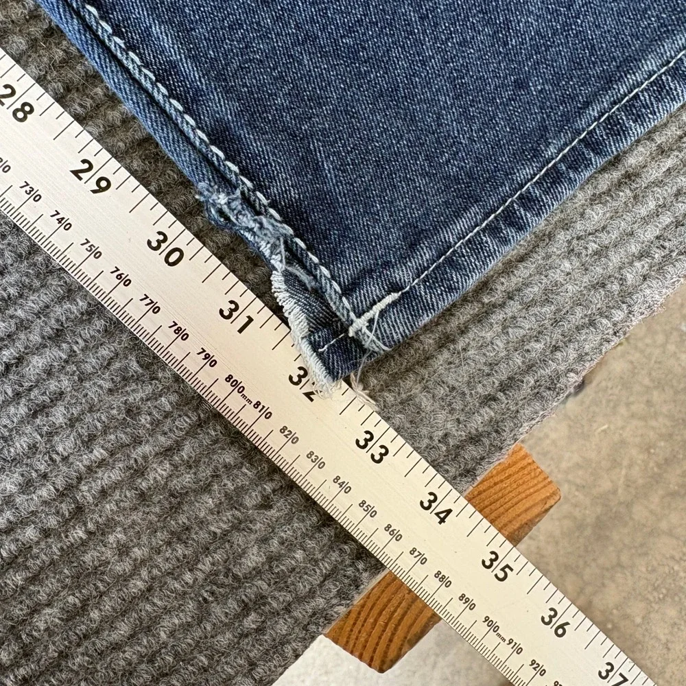 True Religion Ricky Relaxed Straight Jeans Mens 31 Dark Wash White Contrast